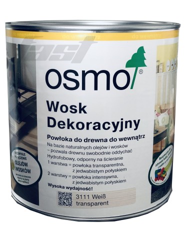 OSMO 3111 Wosk Dekoracyjny Lazurowy BIAŁY 2.5l