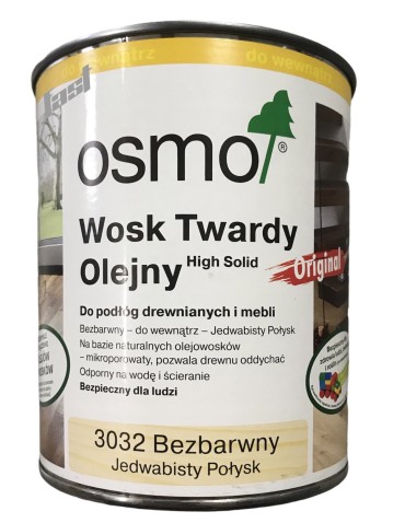 OSMO 3032 Wosk Twardy JEDWABISTY POŁYSK 0,75l