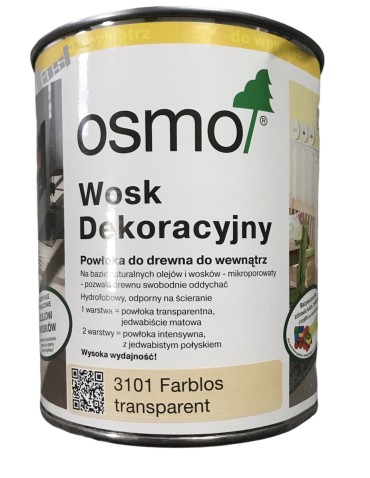 OSMO 3101 Wosk Dekoracyjny Lazurowy BEZBARWNY 2.5l