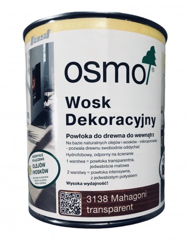 OSMO 3138 Wosk Dekoracyjny Lazurowy MAHOŃ 2,5 l