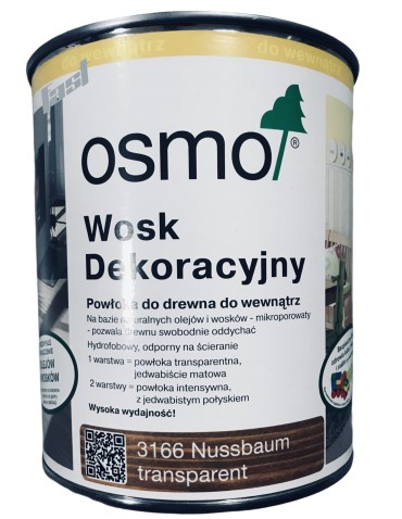 Osmo 3166 wosk dekoracyjny lazurowy ORZECH 2.5 l
