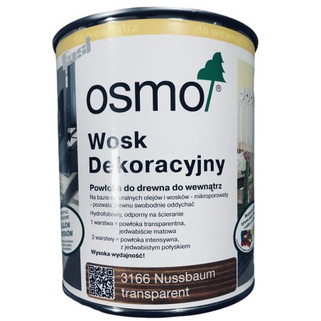 OSMO 3166 wosk dekoracyjny lazurowy ORZECH 0,125 l