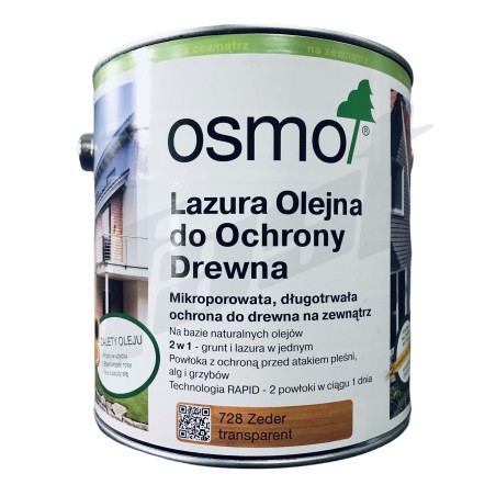 OSMO 728 Lazura Olejna do Drewna CEDR 2.5 l