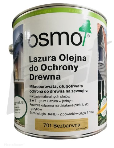 OSMO 701 Lazura Olejna do Drewna BEZBARWNA 2.5L