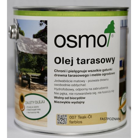 OSMO 007 Olej do tarasów TEAK BEZBARWNY 0,75 L