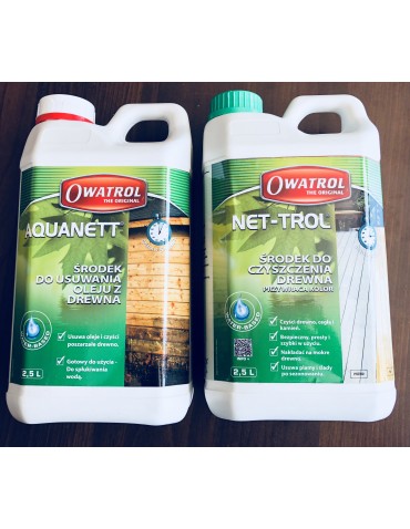 Owatrol Aquanett 2,5 l + Net-Trol 2,5 l – zestaw do czyszczenia i renowacji drewna