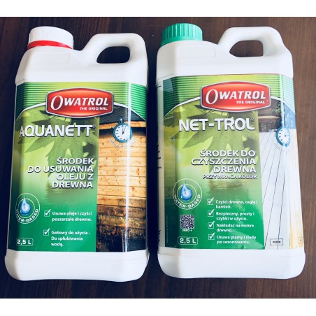 Owatrol Aquanett 2,5 l + Net-Trol 2,5 l – zestaw do czyszczenia i renowacji drewna