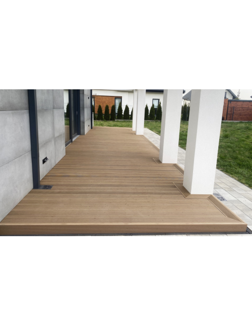 Odporna na wilgoć i UV – Deska tarasowa Gardin Natur 23x146x4000 mm, Piaskowy Teak