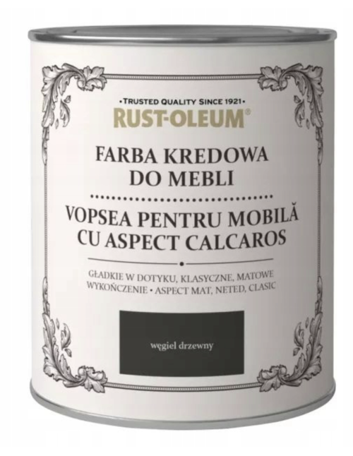 Farba kredowa do mebli matowa RustOleum czarny 0,75 L Węgiel Drzewny – głęboka czerń i stylowe wykończenie
