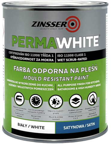 Farba do łazienki, kuchni Perma-White SATYNA 2.5L